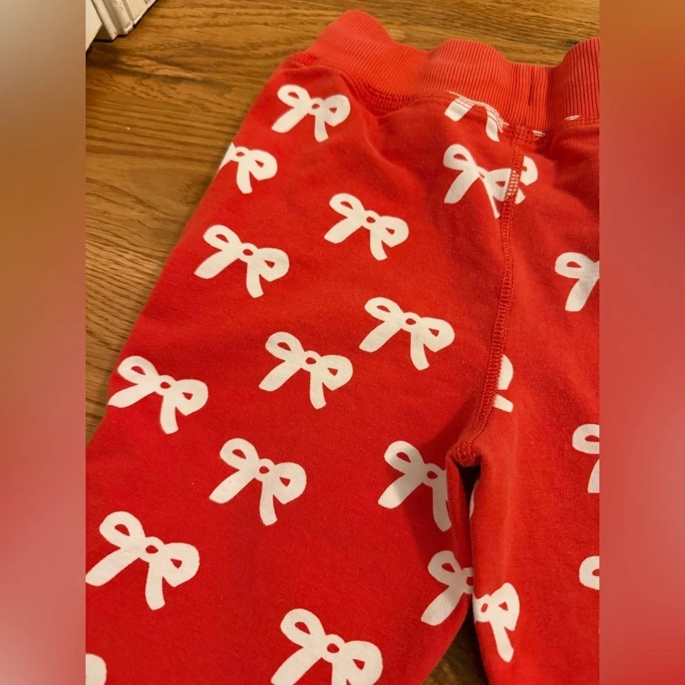 Hanna Andersson Print Sweatpants In French Terry Tangy Red Bow Print size 110 5
